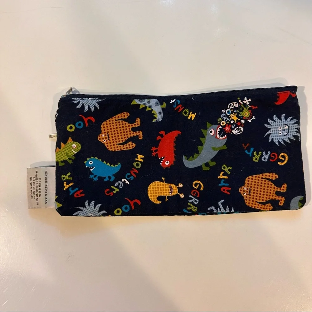Planet Wise Travel Wet Dry Bag Featuring Monsters Small Zip Pouch